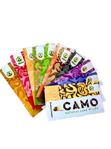 Afghan Natural Leaf Wraps CAMO Wraps Variety 11 Packs Watermelon, Blueberry, Chocolate, Grape, Mango, Vanilla, Green Apple, Peach, Guava, Russian Cream and Honey