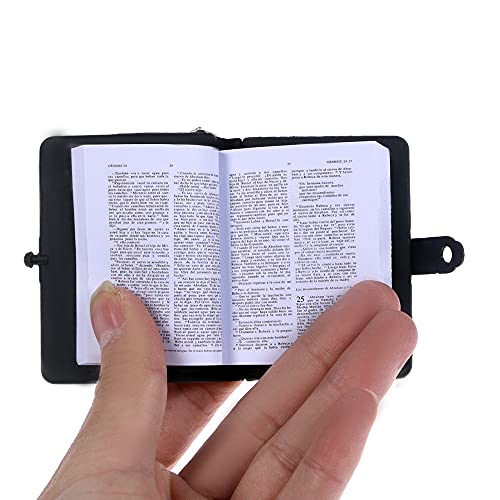 ORNOOU 8 Pieces Holy Bible Book Leather Keychain Mini English Bible Key Chain Believer Keyring