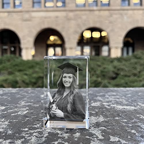 3Dpixdance 3D Crystal Photo Cube, Personalized Mothers day Gifts with Your Photo, Custom Picture Gifts for Birthday, Wedding, Anniversary, Memorial, Father’s Day. Laser Etched Picture Gift for pet lovers. Small