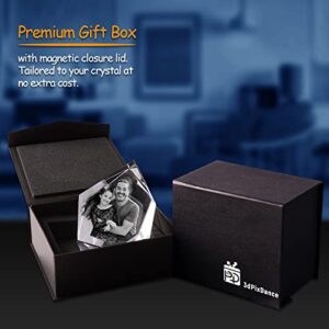 3Dpixdance 3D Crystal Photo Cube, Personalized Mothers day Gifts with Your Photo, Custom Picture Gifts for Birthday, Wedding, Anniversary, Memorial, Father’s Day. Laser Etched Picture Gift for pet lovers. Small