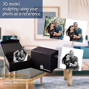 3Dpixdance 3D Crystal Photo Cube, Personalized Mothers day Gifts with Your Photo, Custom Picture Gifts for Birthday, Wedding, Anniversary, Memorial, Father’s Day. Laser Etched Picture Gift for pet lovers. Small