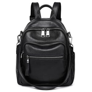wesccimo genuine leather backpack purse for women black real soft leather travel convertible shoulder bag