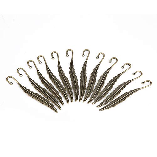 12Pcs Vintage Metal Feather Bookmarks, Mermaid Hooks Shaped Bookmark