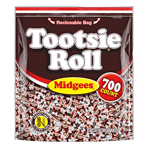 Tootsie Roll Chocolatey Twist Midgees Resealable Standup Bag, Peanut Free, Gluten Free original, Allergy Friendly, Mini Midgees 77.76 Ounce