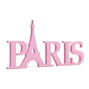 bnesi paris decor for bedroom, removable parisian themed eiffel tower decor word sign for girls bedroom, elegant paris bathroom decor ideal as french room accent or wall art (pink)