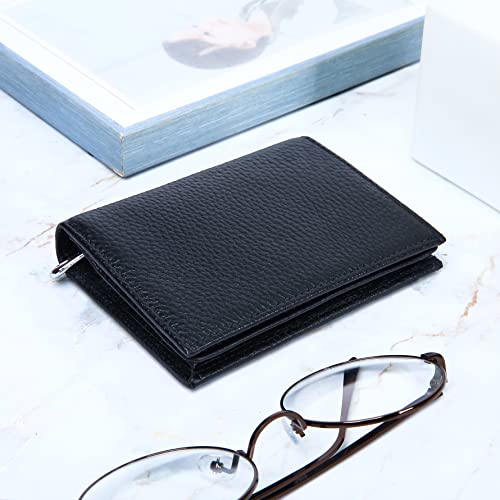 Fependu Small Wallet for Women RFID Blocking Genuine Leather Compact Bifold Pocket Ladies Wallet Zipper Mini Purse with ID Window Black