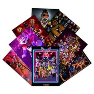 pounchi fnaf security breach wall poster （8-pack） 11.5″ x 16.5″ fnaf unframed version hd canvas printing poster for living room bedroom club wall art decor for teens