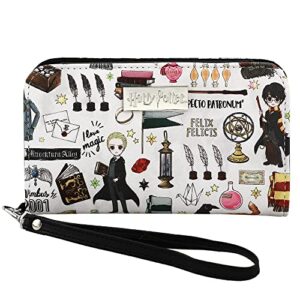 bioworld harry potter hogwarts chibi characters & icons all over print white tech wallet