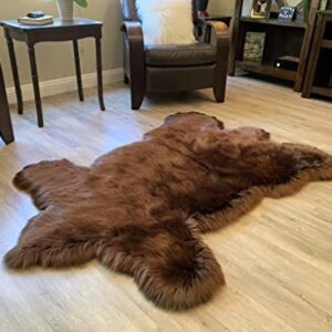 LAMBZY Faux Sheepskin Super Soft Hypoallergenic Silky Shag Bear Rug for Living Room, Kids Room, Sofa (2'x3', Brown)