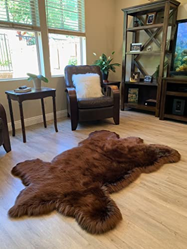 LAMBZY Faux Sheepskin Super Soft Hypoallergenic Silky Shag Bear Rug for Living Room, Kids Room, Sofa (2'x3', Brown)