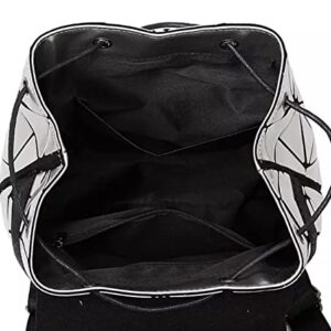 Fashion Luminous Leather Women’s Holographic Reflective Backpack School Bookbag Mini Size Silver and Black