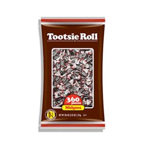 tootsie roll midgees – chewy chocolate gluten-free candy – bulk bag of individually wrapped candies for kids, parties, classroom – 360 count (pack of 1)