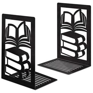 metal bookends-bookend decorative heavy book ends for shelves ,black book supports non-skid pineapple bookshelf holder for office home school kitchen（book）