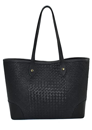 Frye Melissa Basket Woven Shopper, Black