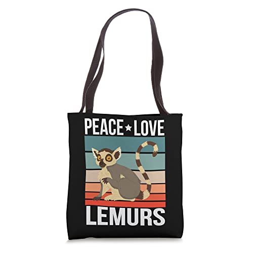 Peace Love Lemurs Quote Retro Primate Vintage Tote Bag