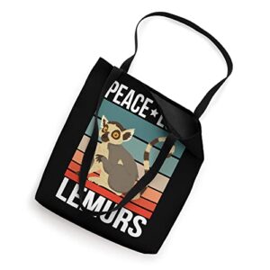 Peace Love Lemurs Quote Retro Primate Vintage Tote Bag