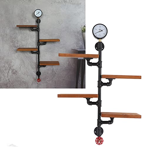 FOUF Floating Shelves Wall Mounted, Rustic Metal Pipe Floating Shelves Pipe Wall Shelf and Industrial Pipe Shelving, Wall Shelves for Bedroom, Bathroom, Kitchen, Laundry Room Storage Decoration