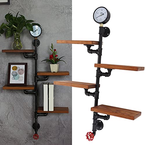 FOUF Floating Shelves Wall Mounted, Rustic Metal Pipe Floating Shelves Pipe Wall Shelf and Industrial Pipe Shelving, Wall Shelves for Bedroom, Bathroom, Kitchen, Laundry Room Storage Decoration