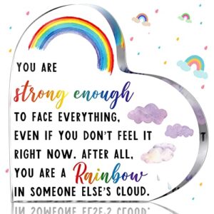 thinking of you gifts friend encouragement cheer up gifts rainbow gifts inspirational gifts for women motivational quotes acrylic decor office positive keepsake for coworker friend daughter mom