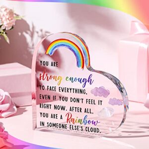 Thinking of You Gifts Friend Encouragement Cheer up Gifts Rainbow Gifts Inspirational Gifts for Women Motivational Quotes Acrylic Decor Office Positive Keepsake for Coworker Friend Daughter Mom