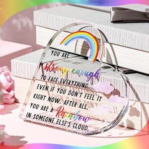 Thinking of You Gifts Friend Encouragement Cheer up Gifts Rainbow Gifts Inspirational Gifts for Women Motivational Quotes Acrylic Decor Office Positive Keepsake for Coworker Friend Daughter Mom