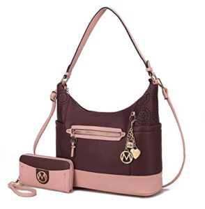 mkf collection shoulder bag for women, wristlet wallet purse top-handle hobo bag