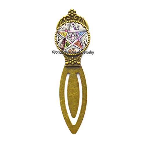 Pentagram Bookmark,Pentacle Bookmark, Wicca Bookmark, Pagan Bookmark, Wiccan Jewellery, Pagan Gift, Handmade Jewelry，PU084 (Brass)