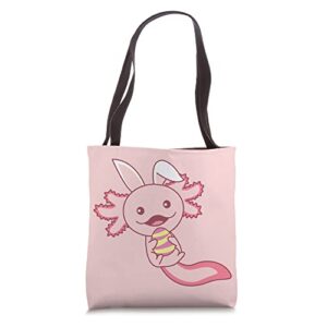 easter axolotl as easter bunny cute animals for kids tote bag