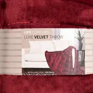 Life Comfort Luxe Velvet Throw Ivory 60x70in 100% Polyester Red