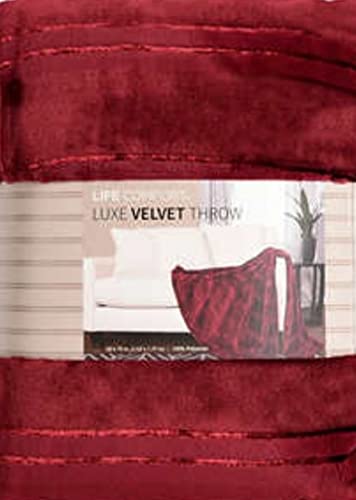 Life Comfort Luxe Velvet Throw Ivory 60x70in 100% Polyester Red