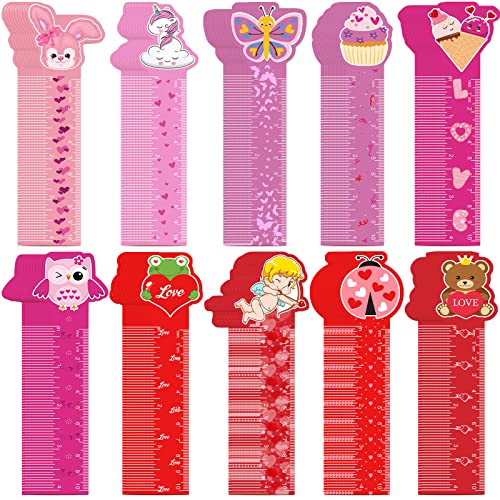 100 Pieces Valentine's Day Bookmark Ruler for Happy Valentine Day Teacher Prizes Classroom Students 10 Styles for Classroom, School, Valentine's Day Parties Favor Exchanges