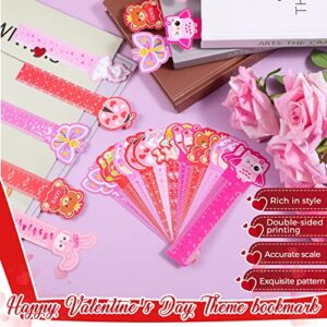 100 Pieces Valentine's Day Bookmark Ruler for Happy Valentine Day Teacher Prizes Classroom Students 10 Styles for Classroom, School, Valentine's Day Parties Favor Exchanges