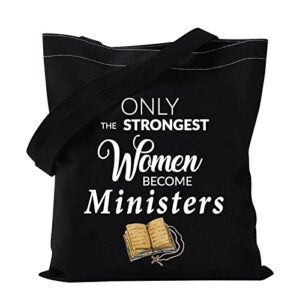 vamsii minister tote bag women minister gifts pastor appreciation gifts only the strongest women become ministers (ministers black tote)