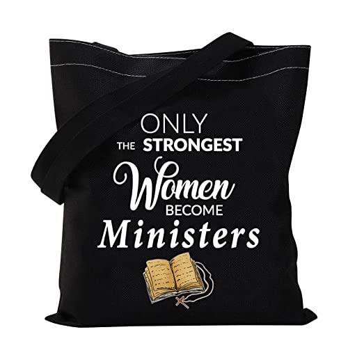 VAMSII Minister Tote Bag Women Minister Gifts Pastor Appreciation Gifts only the Strongest Women Become Ministers (Ministers Black Tote)