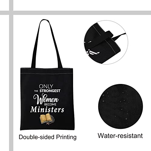 VAMSII Minister Tote Bag Women Minister Gifts Pastor Appreciation Gifts only the Strongest Women Become Ministers (Ministers Black Tote)