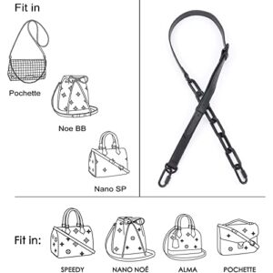 BAIXUEJI Genuine Leather Purse Strap Adjustable Replacement Crossbody Shoulder Bag Handbag (Shoulder Strap (Black))