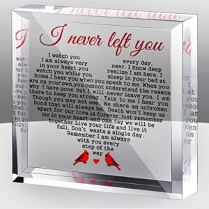 red cardinal acrylic sympathy gifts i never left you memorial bereavement gifts with remembrance condolence gift for loss of loved one loss of father loss of mother grieving gifts keepsake paperweigh