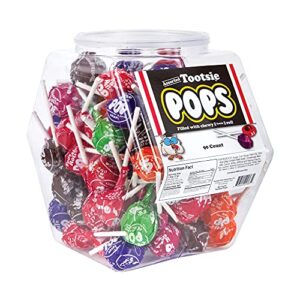 Tootsie Roll Pops Variety Pack Bulk Candy | 90 Individually Wrapped Lollipops filled with Tootsie Rolls | Assorted Suckers Candies in Reusable Plastic Tub, 90 Count (Pack of 1), (-092021-v5)