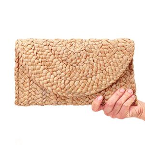 FARVALUE Women Straw Clutch Summer Straw Beach Bag Hand-woven Summer Envelope Purse Wallet