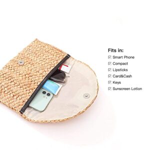 FARVALUE Women Straw Clutch Summer Straw Beach Bag Hand-woven Summer Envelope Purse Wallet