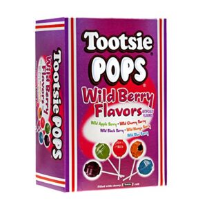 tootsie pops assorted wild berry flavors with chocolatey center, 3.75 pound, 100 count (pack of 1), peanut free, gluten free