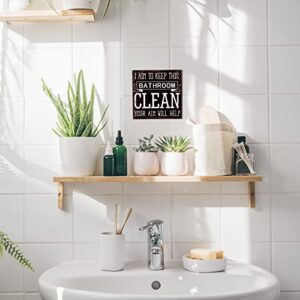 3 Pcs Funny Bathroom Signs Farmhouse Restroom Decor Accessories Rustic Wood Bathroom Decorations Black and White Bathroom Decor Wall Art Shelf Toilet Decor Wooden Box Signs for Home (Elegant Style)