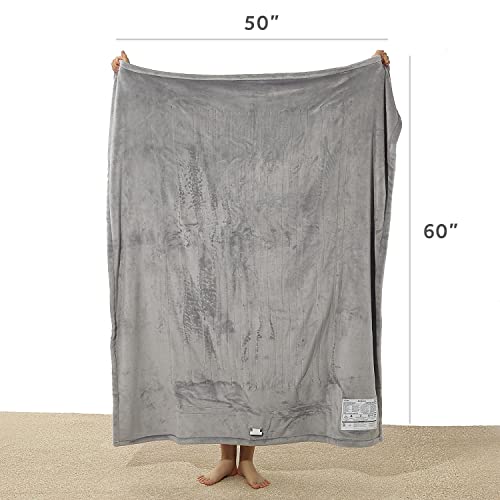Sunbeam Royal Posh Dove Grey Heated Personal Throw / Blanket, Cozy-Warm, Adjustable Heat Settings