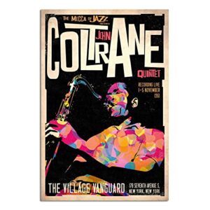 ttooxz john coltrane vintage jazz concert poster african american artist canvas print music wall art family bedroom bar cafe decoration poster gift wall decor painting 16”×24”