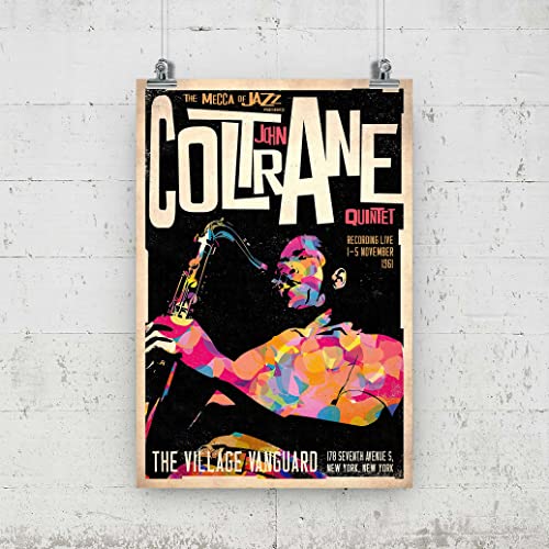 TTOOXZ John Coltrane Vintage Jazz Concert Poster African American Artist Canvas Print Music Wall Art Family Bedroom Bar Cafe Decoration Poster Gift Wall Decor Painting 16''×24''