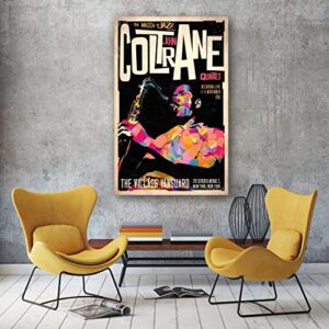 TTOOXZ John Coltrane Vintage Jazz Concert Poster African American Artist Canvas Print Music Wall Art Family Bedroom Bar Cafe Decoration Poster Gift Wall Decor Painting 16''×24''