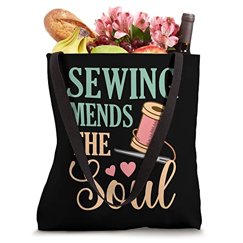 Sewing Mends The Soul Quilter Quilting Sewer Graphic Tote Bag