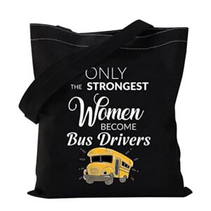 vamsii school bus driver tote bag bus driver appreciation gifts for women funny bus driver gifts shoulder bag shopping bag (school bus driver black tote)