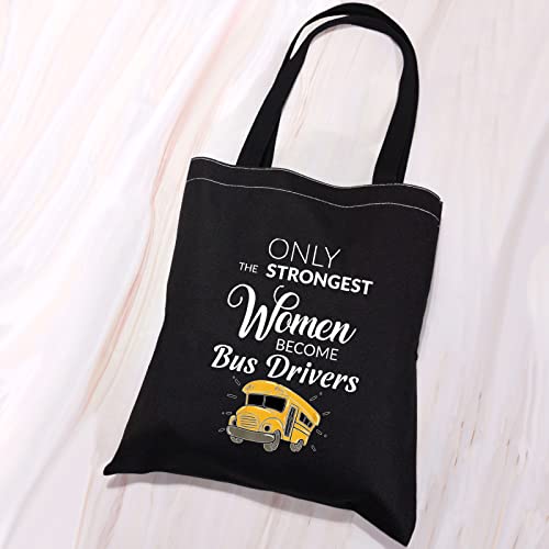VAMSII School Bus Driver Tote Bag Bus Driver Appreciation Gifts for Women Funny Bus Driver Gifts Shoulder Bag Shopping Bag (School Bus Driver Black Tote)