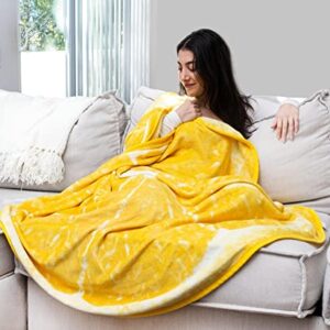 Lemon Slice Round Fleece Throw Blanket | 60 Inches